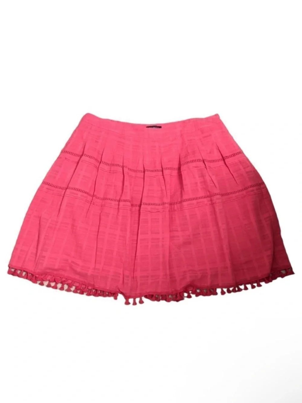 TALBOTS Pink Poplin Crochet Fringe Skirt 20